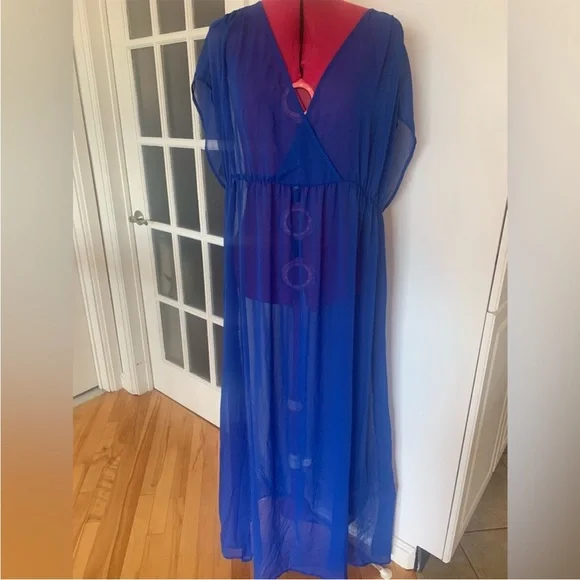 Swim Flowy Sheer Royal Blue Bathing Suitcover Up Poshmark